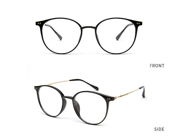 Hotony Unisex Full Rim Round Acetate Alloy Frame Eyeglasses Full Rim Hotony