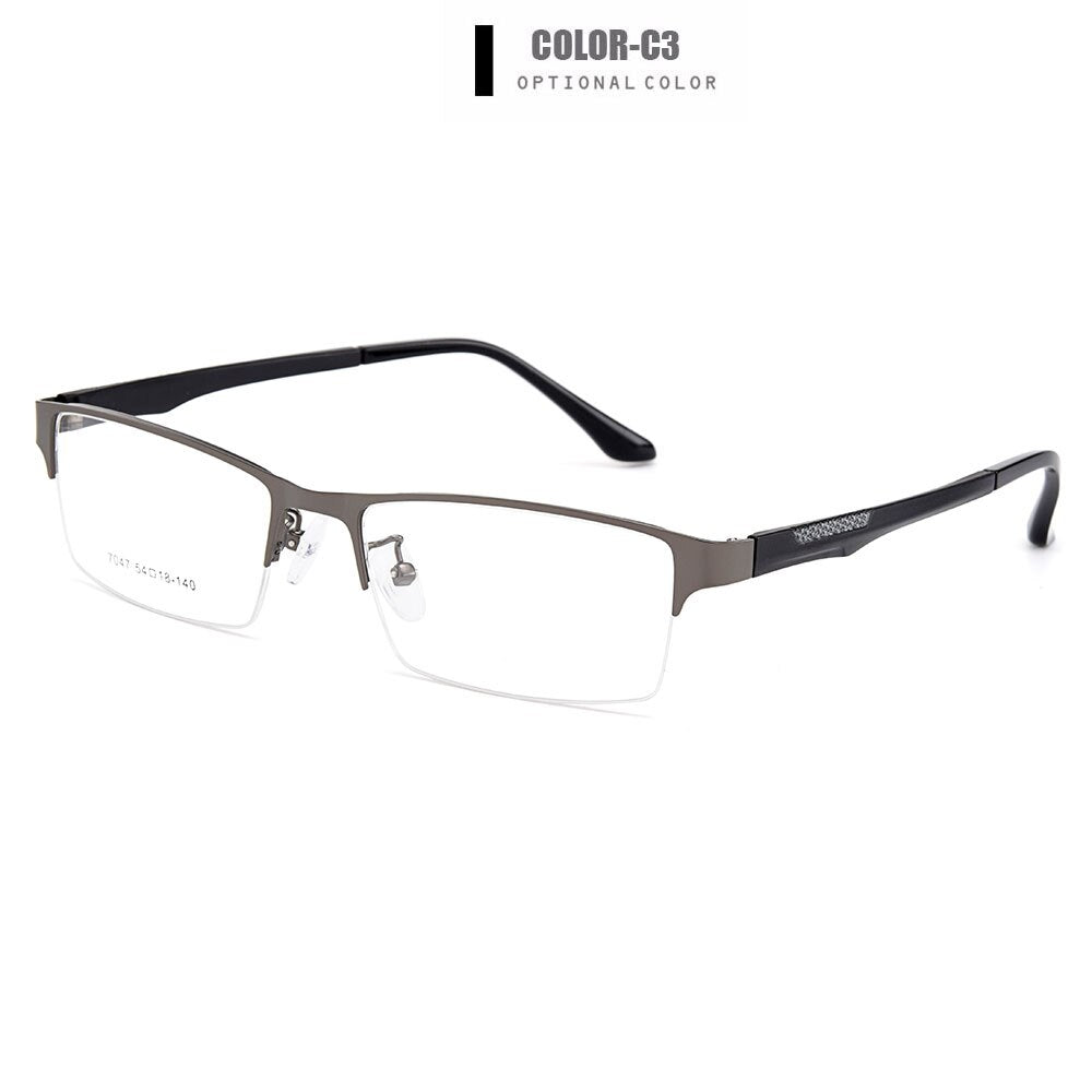 Gmei Men's Eyeglasses Semi Rim Titanium Alloy Square Y7047 Semi Rim Gmei Optical C3