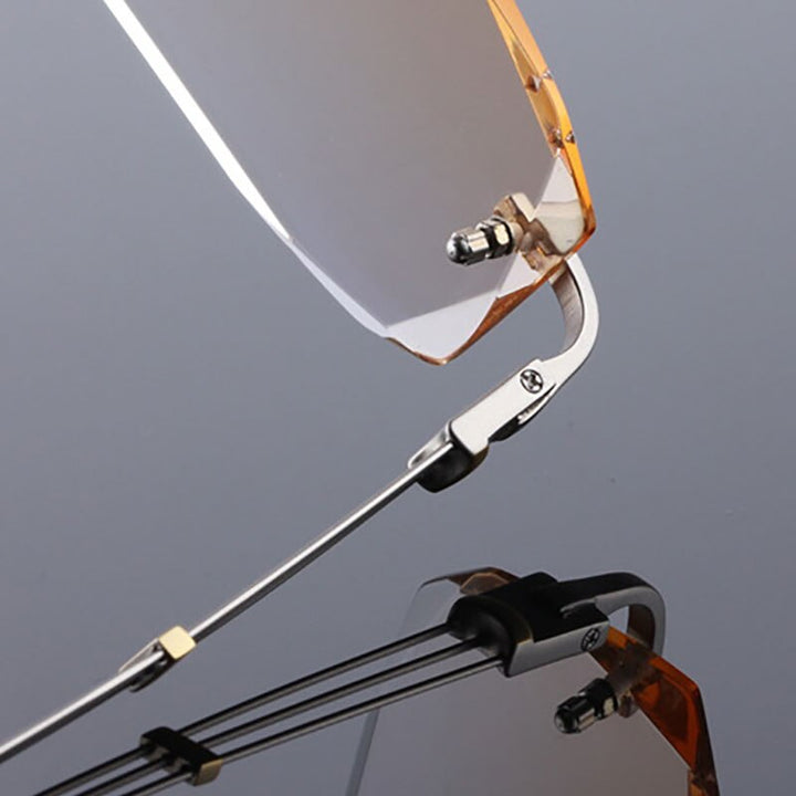 Reven Jate 58128 Pure Titanium Rimless Diamond Cutting Man Glasses Frame Eyeglasses (Silver) Rimless Reven Jate