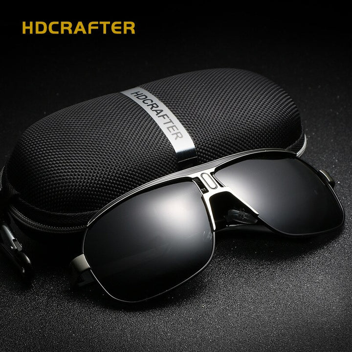 Hdcrafter Men's Full Rim Alloy Rectangle Frame Polarized Sunglasses Le028 Sunglasses HdCrafter Sunglasses