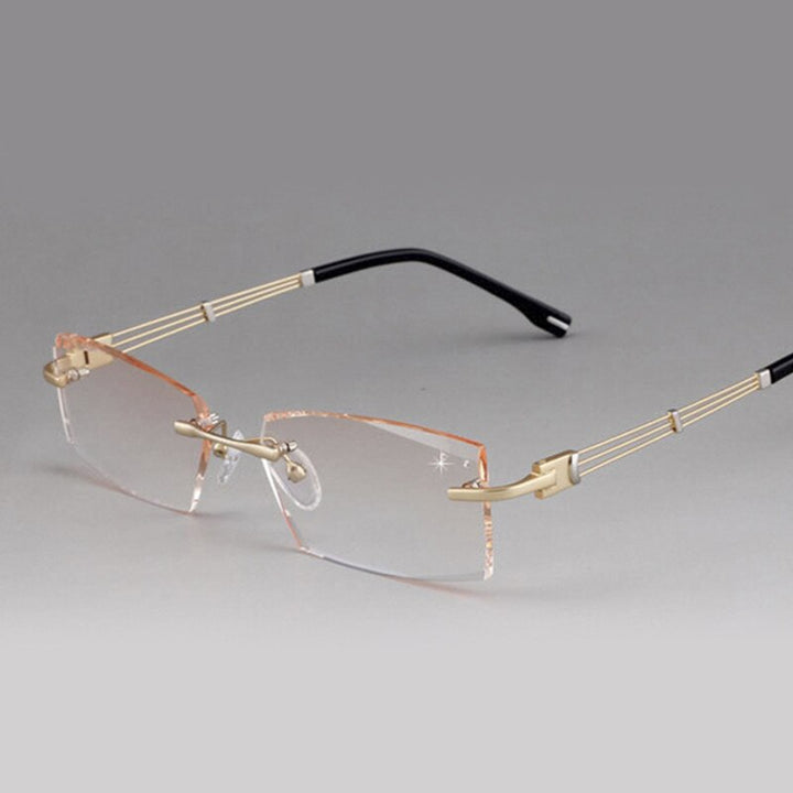 Chashma Men's Rimless Square Alloy Eyeglasses 58128 Rimless Chashma Gold