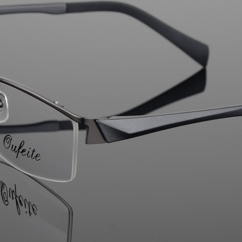 Men's Semi Rim Square Alloy Eyeglasses 2493 Semi Rim Bclear