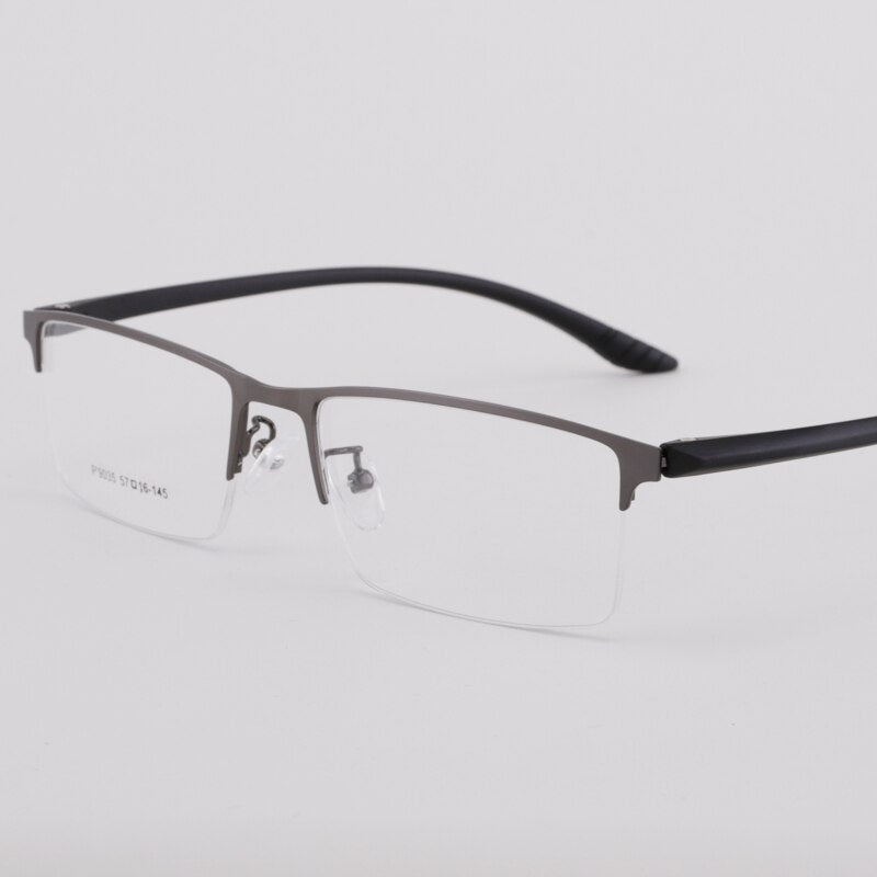 Men's Half Rim Titanium Frame Eyeglasses 9035 Semi Rim Bclear