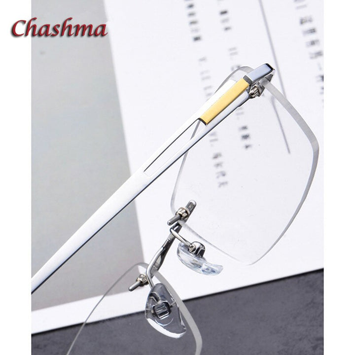 Chashma Ochki Unisex Rimless Square Titanium Eyeglasses 6607 Rimless Chashma Ochki