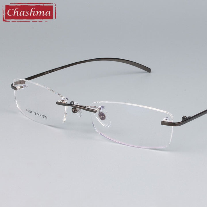 Chashma Unisex Rimless Square Titanium Eyeglasses 1028 Rimless Chashma