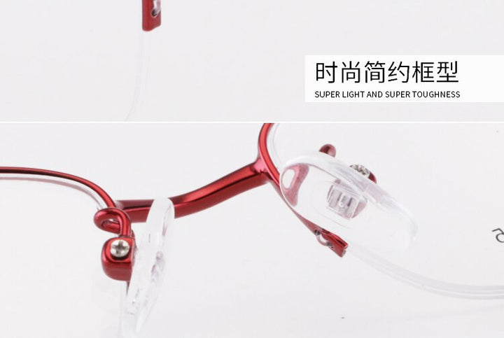 Women's Semi Rim Alloy Frame Eyeglasses 6053 Semi Rim Bclear