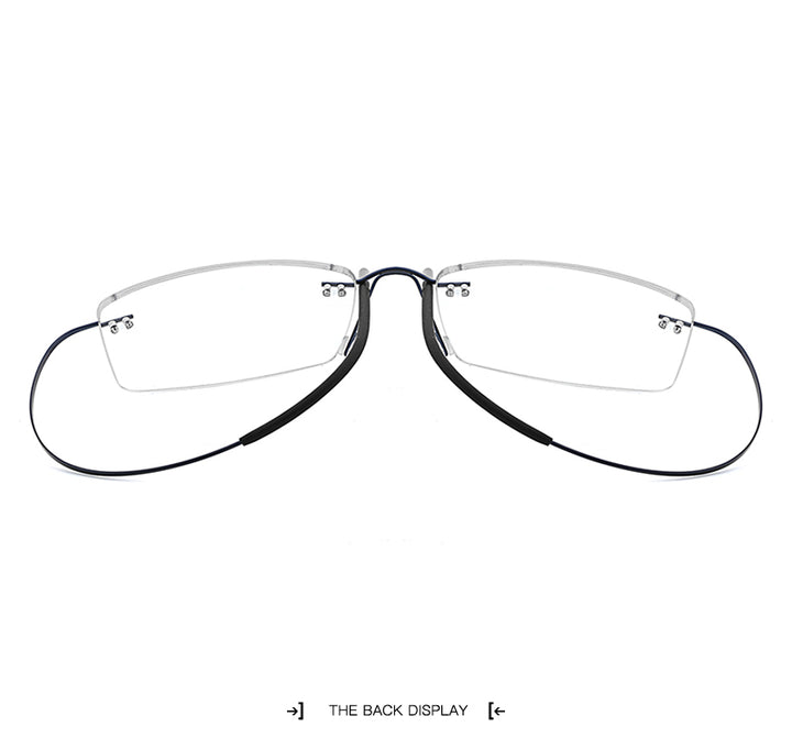 Hdcrafter Rimless Rectangle Titanium Frame Eyeglasses Unisex Rimless Hdcrafter Eyeglasses
