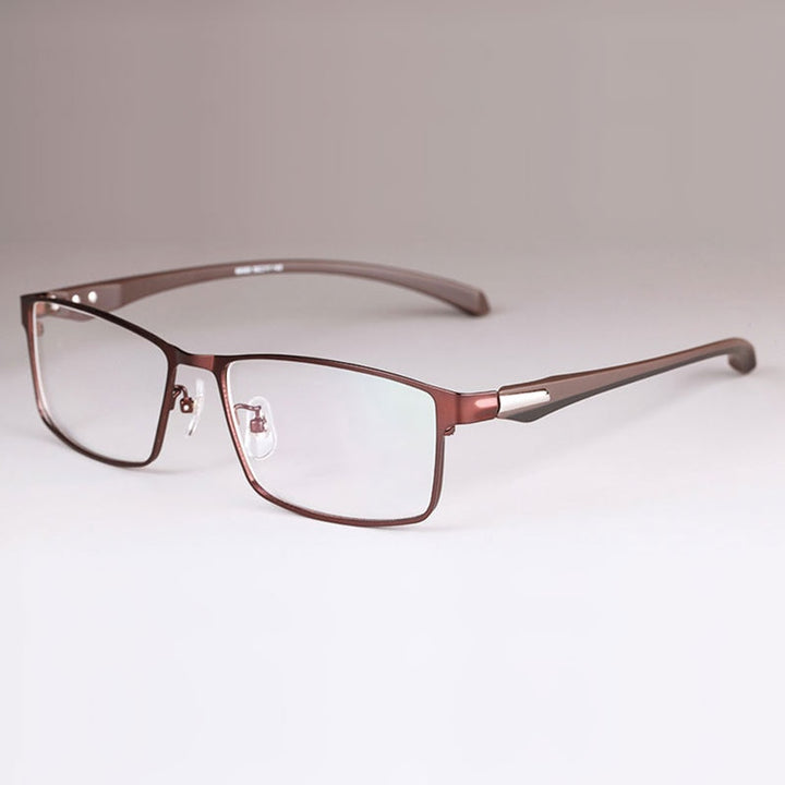 Hotochki Men's Full/Semi Rim Rectangular IP Electroplated Alloy Frame Eyeglasses Semi Rim Hotochki CoffeeFullRim