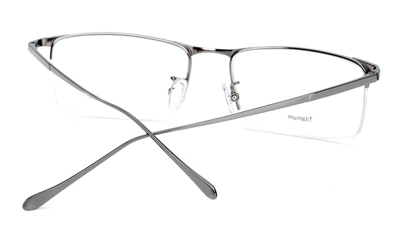Hotony Men's Semi Rim Square Titanium Frame Eyeglasses S8803 Semi Rim Hotony