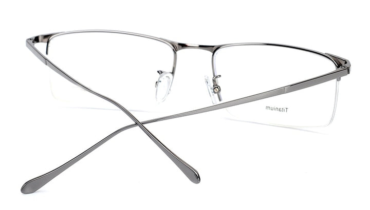 Hotony Men's Semi Rim Square Titanium Frame Eyeglasses S8803 Semi Rim Hotony