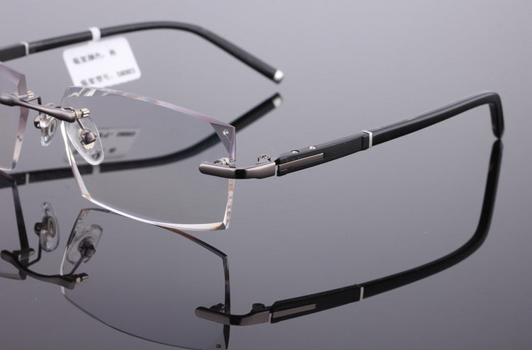 Reven Jate 58003 Pure Titanium Rimless Diamond Cutting Man Glasses Frame Eyeglasses (Gray) Rimless Reven Jate