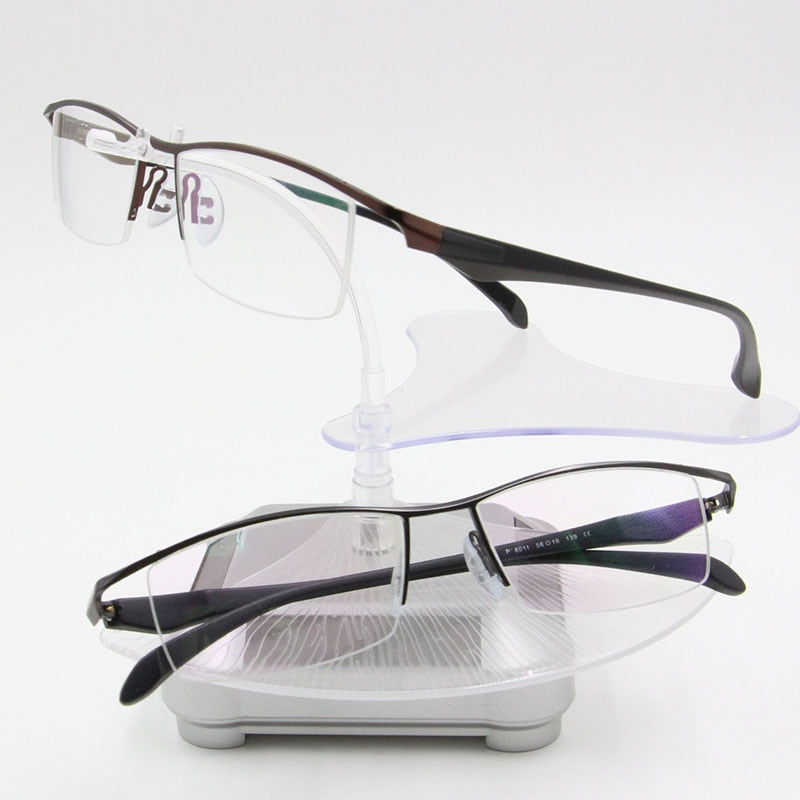 Bclear Men's Eyeglasses Semi Rim Square Titanium Alloy Semi Rim Bclear