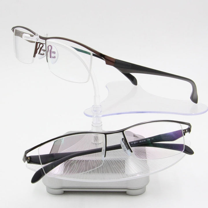 Bclear Men's Eyeglasses Semi Rim Square Titanium Alloy Semi Rim Bclear