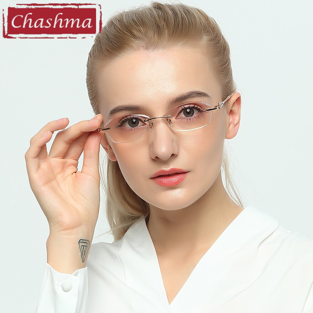 Chashma Women's Rimless Square Titanium Eyeglasses R856 Rimless Chashma