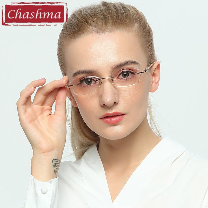 Chashma Women's Rimless Square Titanium Eyeglasses R856 Rimless Chashma