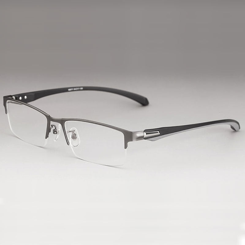 Hotochki Men's Full/Semi Rim Rectangular IP Electroplated Alloy Frame Eyeglasses Semi Rim Hotochki GraySemiRim