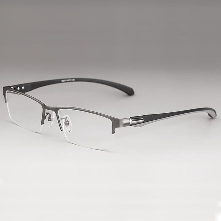 Hotochki Men's Full/Semi Rim Rectangular IP Electroplated Alloy Frame Eyeglasses Semi Rim Hotochki GraySemiRim