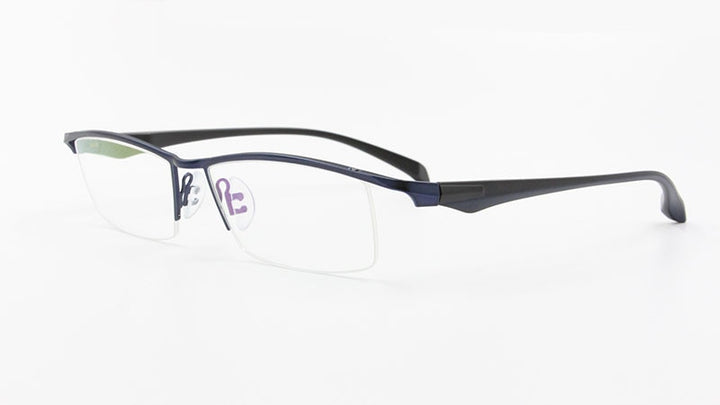 Men's Half Rim Titanium Alloy Frame TR-90 Temple Eyeglasses Np8011 Semi Rim Bclear Blue