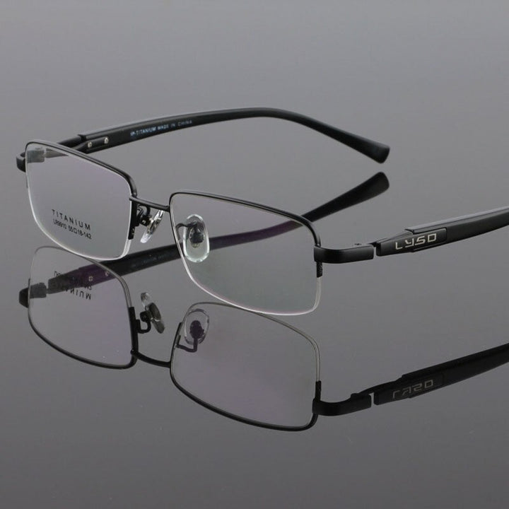 Bclear Men's Eyeglasses Titanium Acetate Lr9910 Full Rim Bclear Black