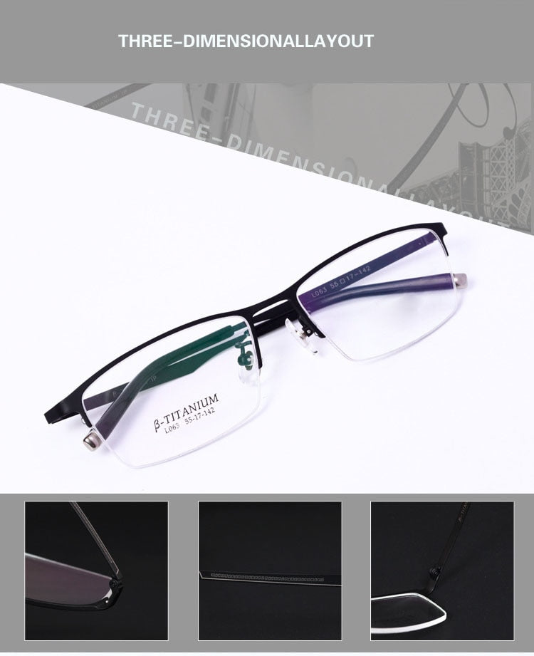 Men's Titanium Frame Half Rim Eyeglasses L063 Semi Rim Bclear