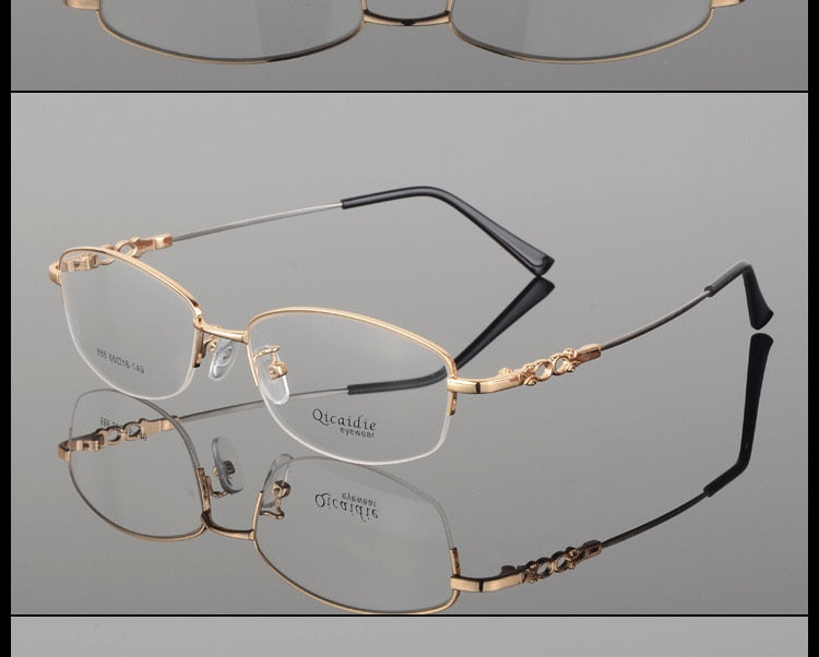 Women's Alloy Frame Half Rim Eyeglasses 886 Semi Rim Bclear
