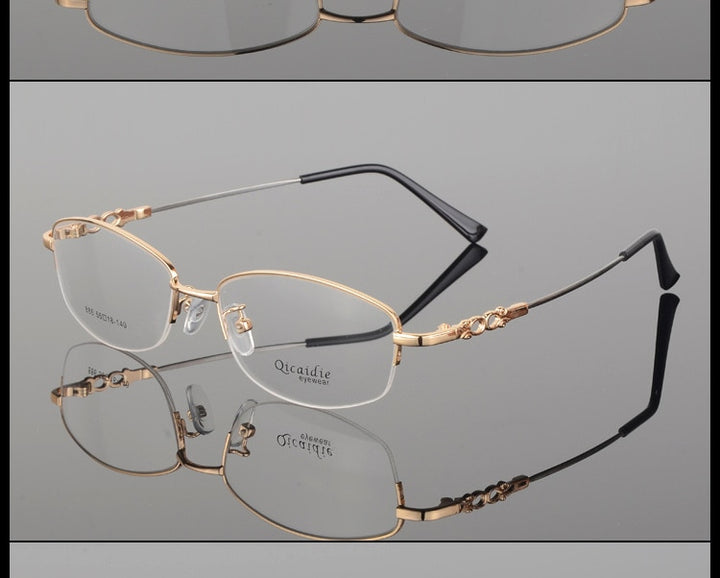 Women's Alloy Frame Half Rim Eyeglasses 886 Semi Rim Bclear