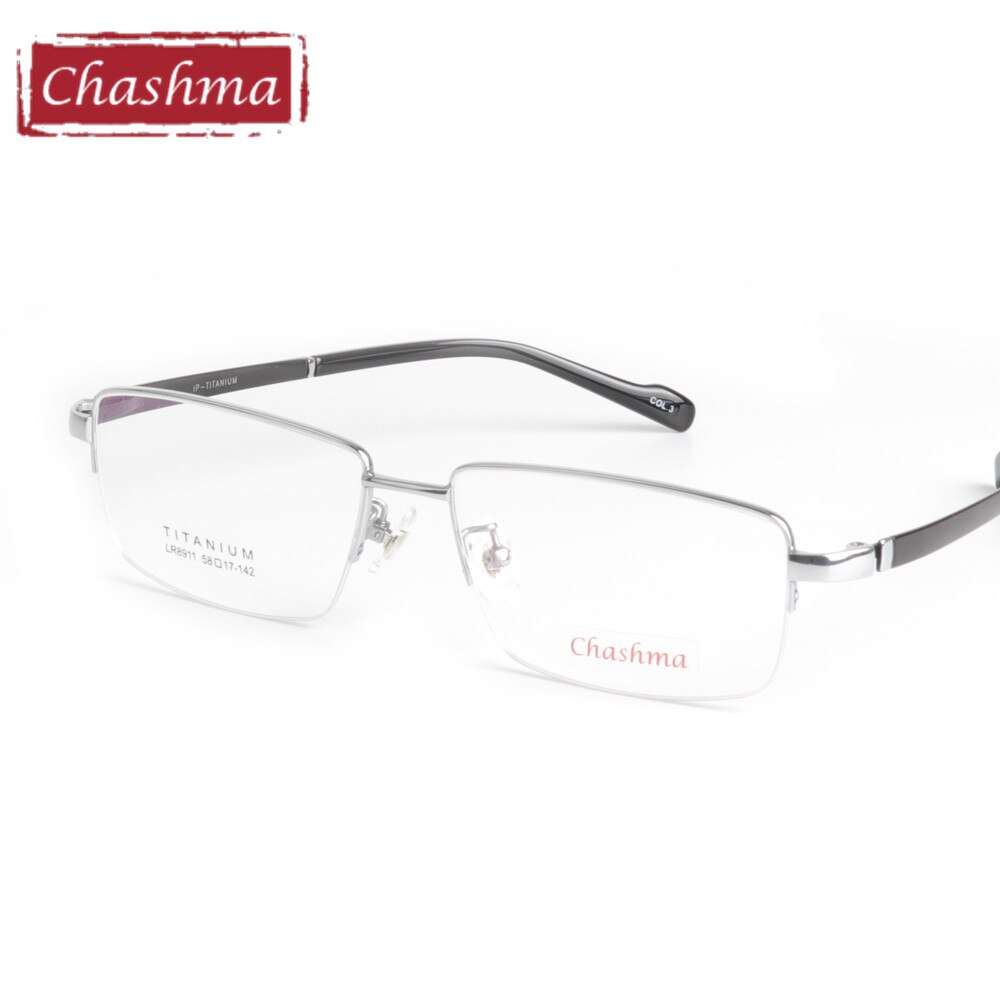 Chashma Ottica Semi Rim Oversized Square Titanium Eyeglasses 8911 Semi Rim Chashma Ottica