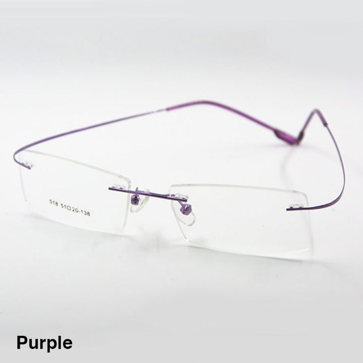 Reven Jate Unisex Rimless Square Titanium Alloy Eyeglasses 2241 Rimless Reven Jate purple