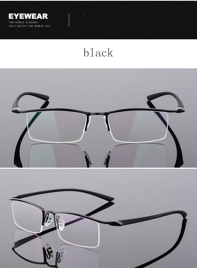 Reven Jate Men's Semi Rim Browline Alloy Eyeglasses P8190 Semi Rim Reven Jate