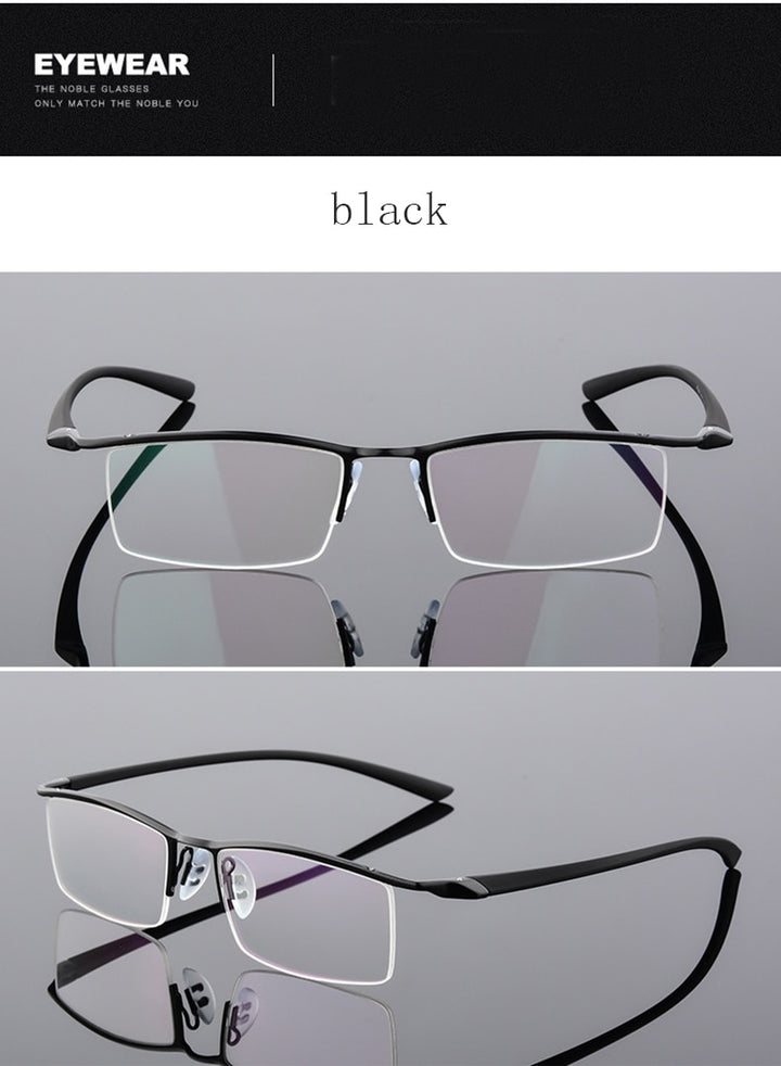 Reven Jate Men's Semi Rim Browline Alloy Eyeglasses P8190 Semi Rim Reven Jate