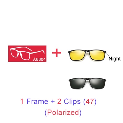 Ralferty Unisex Full Rim Square Eyeglasses With Clip On Sunglasses A8804 With Clip Ons Ralferty 1 Frame 2 Clips 47 Blue Frame