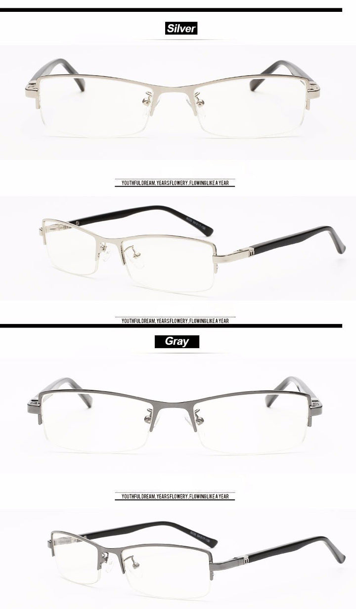 Reven Jate Men's Semi Rim Rectangle Tr 90 Titanium Eyeglasses 9036 Semi Rim Reven Jate