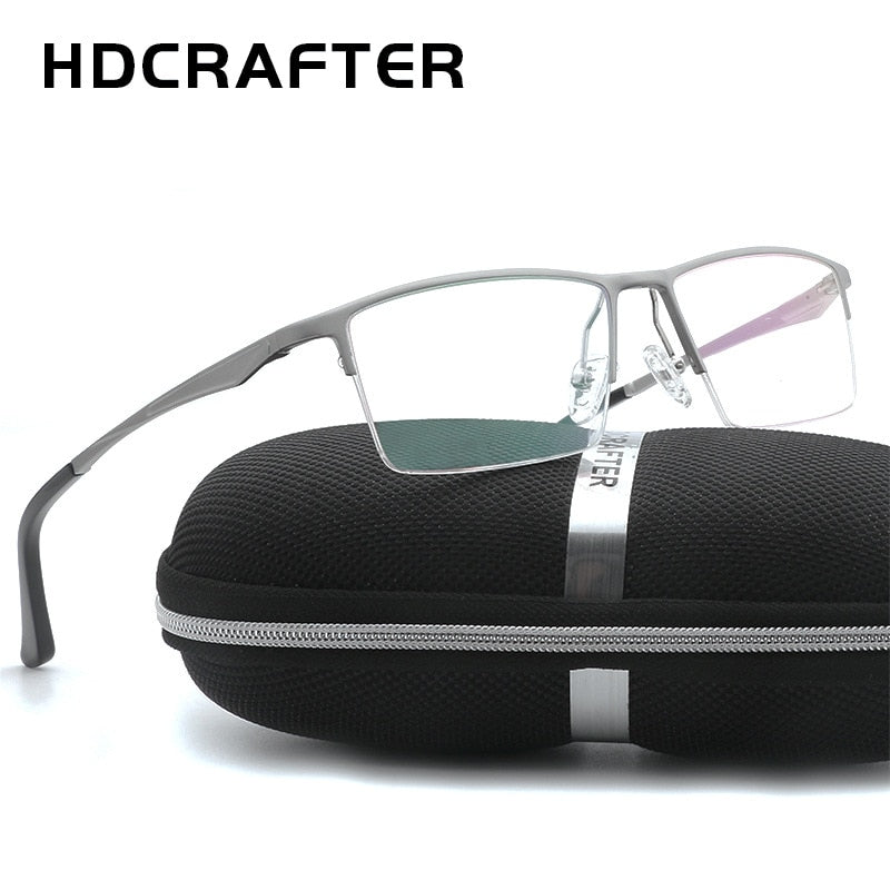 Hdcrafter Unisex Semi Rim Titanium Rectangular Square Frame Eyeglasses Lp6265 Semi Rim Hdcrafter Eyeglasses   