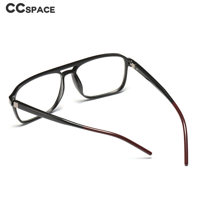 CCspace Unisex Full Rim Square Double Bridge Tr 90 Titanium Frame Eyeglasses 45844 Full Rim CCspace