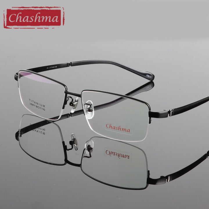 Chashma Ottica Semi Rim Oversized Square Titanium Eyeglasses 8911 Semi Rim Chashma Ottica
