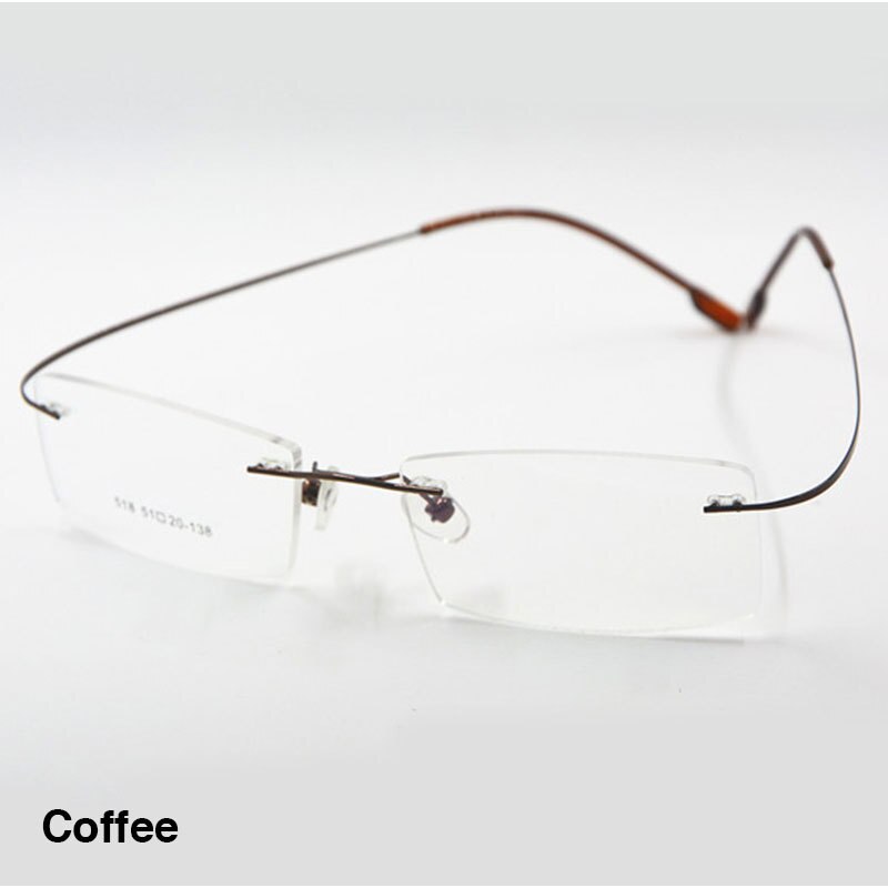 Reven Jate Unisex Rimless Square Titanium Alloy Eyeglasses 2241 Rimless Reven Jate Coffee