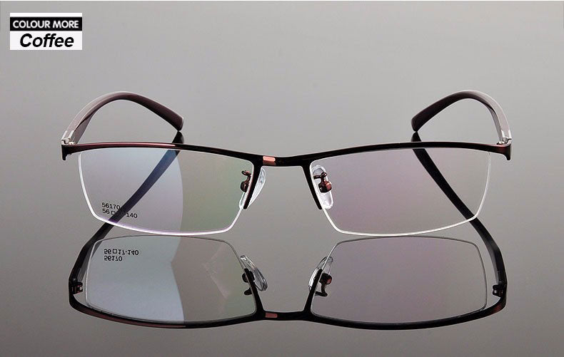 Reven Jate Men's Semi Rim Rectangle Titanium Alloy Eyeglasses 56170 Semi Rim Reven Jate