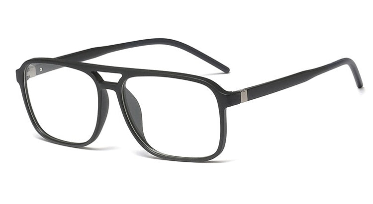CCspace Unisex Full Rim Square Double Bridge Tr 90 Titanium Frame Eyeglasses 45844 Full Rim CCspace C2 matte black
