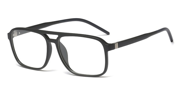 CCspace Unisex Full Rim Square Double Bridge Tr 90 Titanium Frame Eyeglasses 45844 Full Rim CCspace C2 matte black