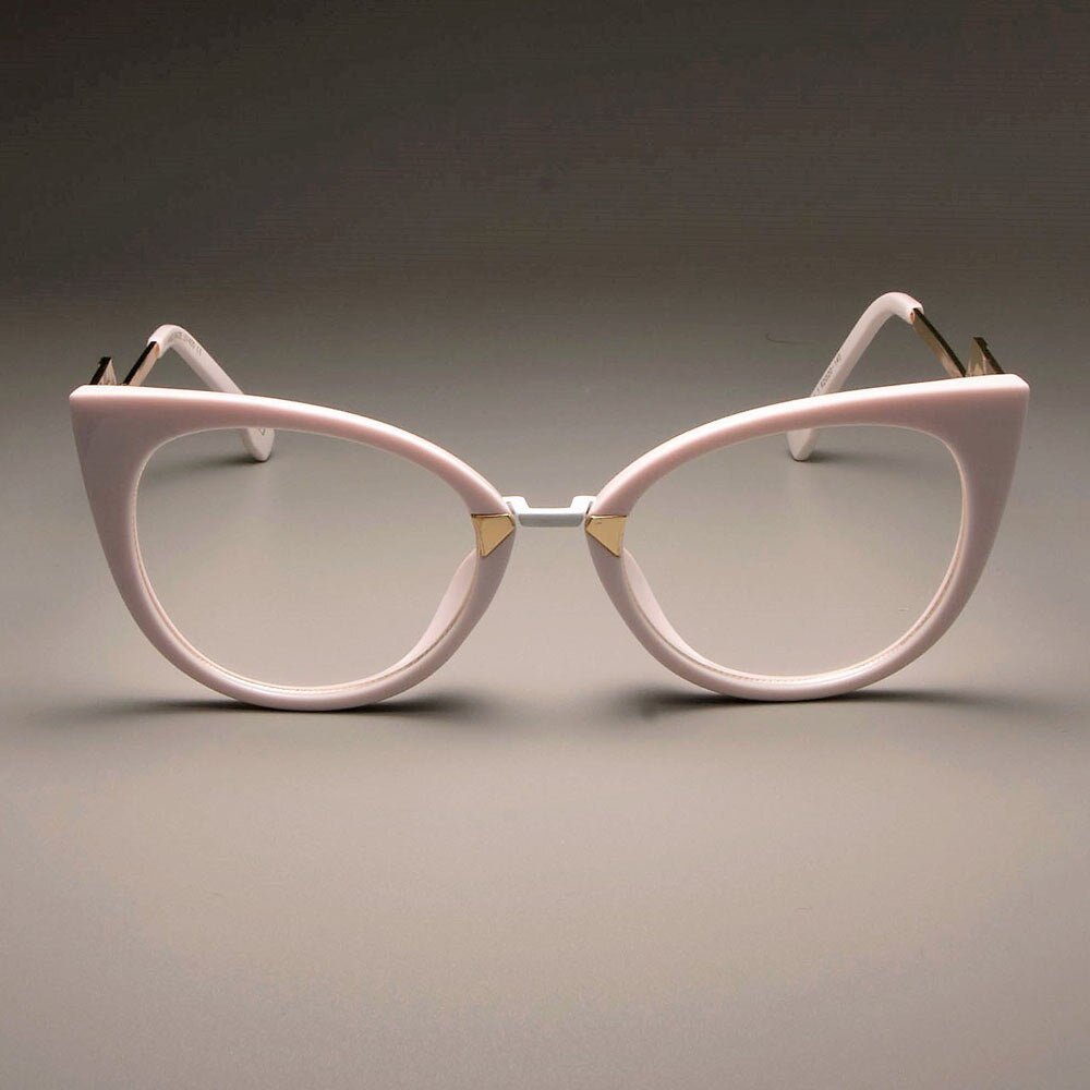 CCspace Women's Full Rim Cat Eye Acetate Frame Eyeglasses 45045 Full Rim CCspace C2 white clear