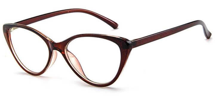 Women's Cat Eye Clear Acetate Frame Eyeglasses Frame Brightzone Brown  