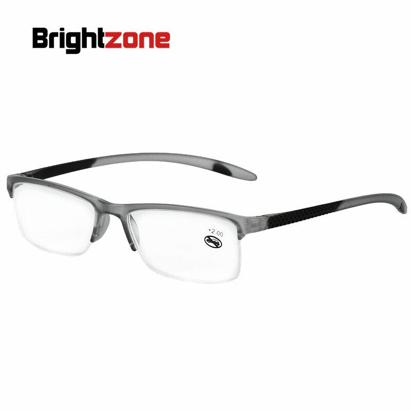 Brightzone Unisex Semi Rim Square Acetate Reading Glasses 2825 Reading Glasses Brightzone +100 Gray