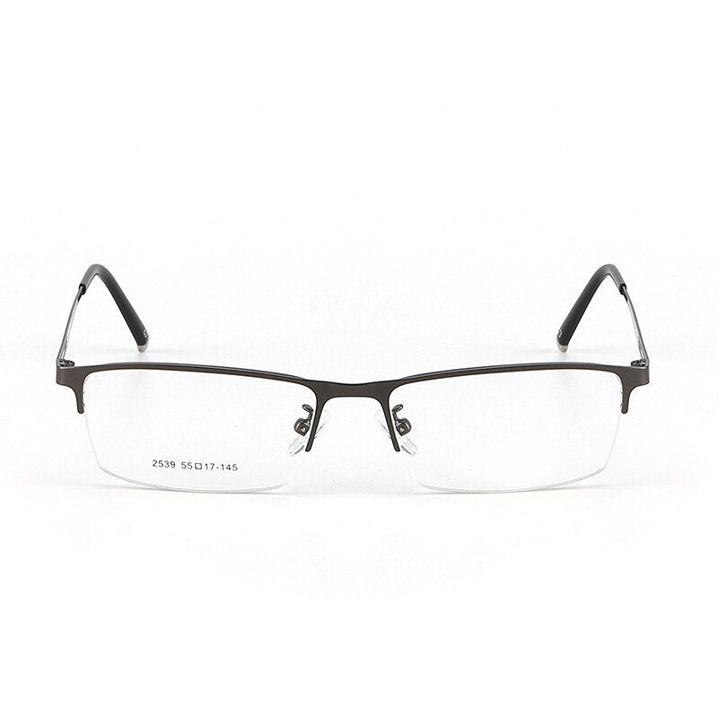 Men's Titanium Alloy Square Semi Rim Eyeglasses Sc2539 Semi Rim Bclear