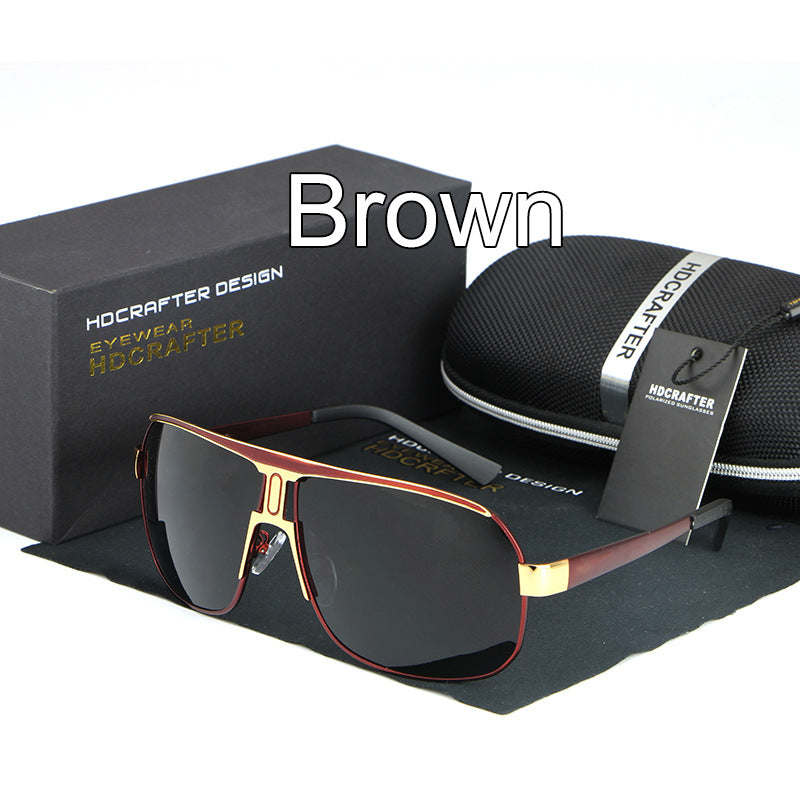 Hdcrafter Men's Full Rim Alloy Rectangle Frame Polarized Sunglasses Le028 Sunglasses HdCrafter Sunglasses