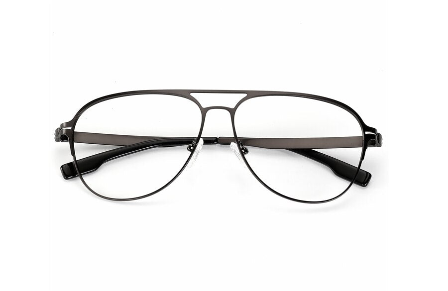 Hotony Men's Full Rim Round Alloy Double Bridge Frame Eyeglasses Full Rim Hotony