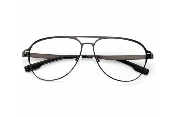 Hotony Men's Full Rim Round Alloy Double Bridge Frame Eyeglasses Full Rim Hotony
