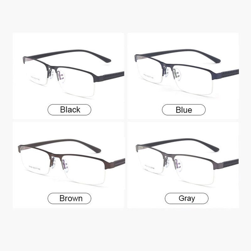 Reven Jate Men's Semi Rim Square Alloy Eyeglasses P9165 Semi Rim Reven Jate