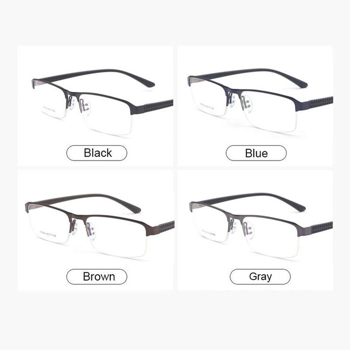 Reven Jate Men's Semi Rim Square Alloy Eyeglasses P9165 Semi Rim Reven Jate