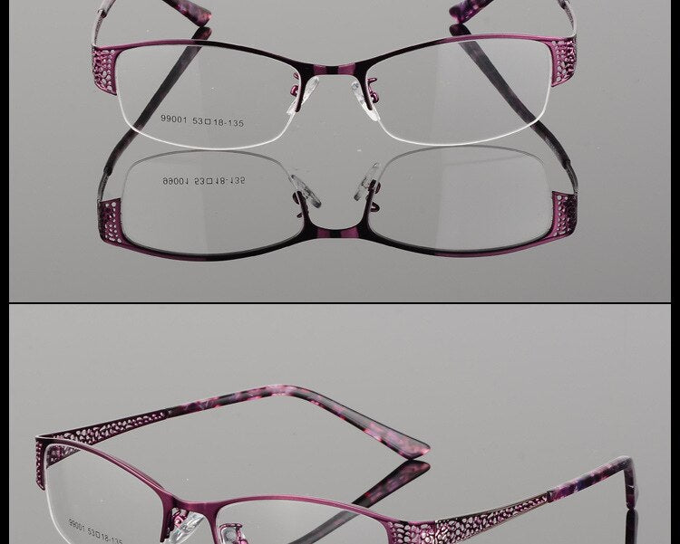 Women's Semi Rim Alloy Frame Eyeglasses 99001 Semi Rim Bclear