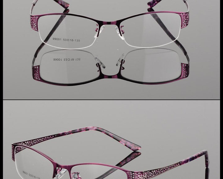 Women's Semi Rim Alloy Frame Eyeglasses 99001 Semi Rim Bclear
